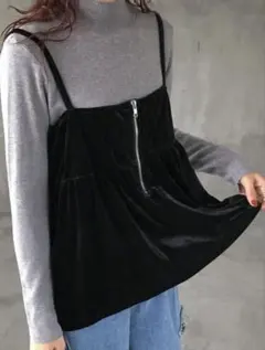 ブラックベルベットビスチェ ジッパー付き