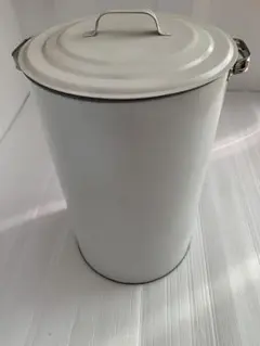 ホワイトスチールごみ箱 蓋付き