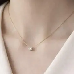 ネックレス アレルギー対応 ゴールド ステンレス ジルコニア 一粒石