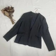 美品⭐︎グリーンレーベルリラクシング グレー ノーカラージャケット 40/M