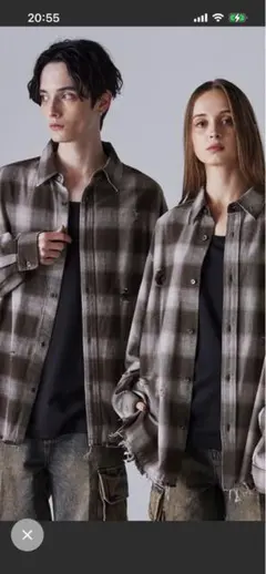 ZOZOTOWN 【CLEL】ヴィンテージデザイン ダメージチェックシャツ