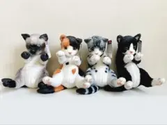 REAL ANIMALリアルアニマル 猫つまんでぬいぐるみ4体セット　シャムミケ REAL ANIMALリアルアニマル 猫つまんでぬいぐるみ4体セット シャムミケ