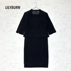 LILYBURN 東京ソワール セットアップ風ロングワンピース 黒 13号