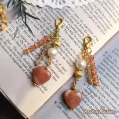 チャーム ハンドメイド ブラウン マーブル ハート