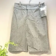 【ミッシェルクラン】新品♡前スリットスカート／膝丈／薄手無地／裏地あり／春夏服