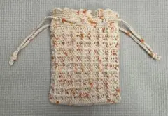 巾着袋　白オレンジ　ハンドメイド　*20