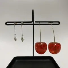 ピアス2点セット パールチェーン/さくらんぼ