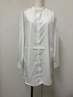 【Elura】エルーラ バンドカラー ロングシャツチュニック 白 Mサイズ