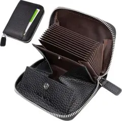 ❣️新品❣️スキミング防止機能付き本革ミニ財布カードケース 小銭入れ シボ革 黒