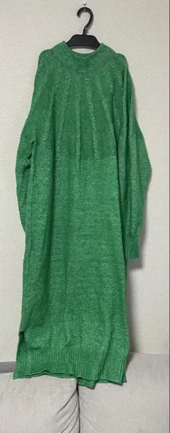 coen 緑 ニットロングワンピース Lサイズ