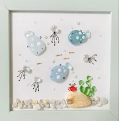 シーグラスアート welcome ♡海の生き物 ヒーリングアート - メルカリ