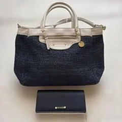 紺色トートバッグ 、長財布 セットのサムネイル