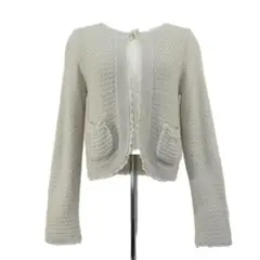 【春コーデ】axes femme　透かし編みボレロカーディガン　レース　ポケット