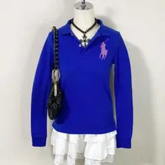 y2k ラルフローレン ポロシャツ ビッグポニー 平成ギャル 平成女児 ブルー