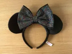 美品　ミニーマウス　キラキラリボン耳付きカチューシャ　TDR ディズニーシー