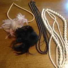 ビンテージ ネックレスセット ピンク 黒