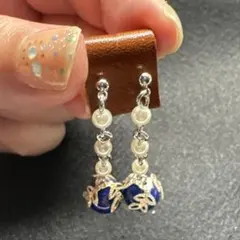 【最終価格】ラピスラズリ イヤリング 揺れる ハンドメイド 天然石 ゴールド