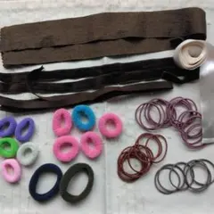 ヘアゴム シュシュ リボン レディース キッズ 女の子 ヘアアクセサリー