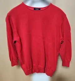 OldUNIQLO レディース クルーネックニット レッド五分袖 XL
