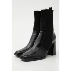 rienda ソックスローファーショートブーツ （ブラック）