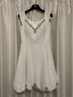 ホワイト ノースリーブ ミニワンピース　キャバドレス