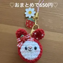 あみぐるみストラップ♡真っ赤な苺ずきんうさぎちゃん♡