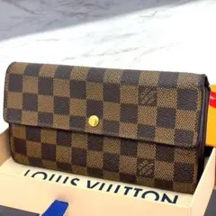 美品　ルイヴィトン　ダミエ・エベヌ　ポルトフォイユ・サラ　長財布　カード６枚