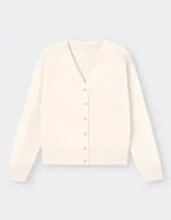GU　ソフトリッチVネックカーディガン　オフホワイト