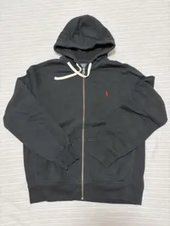 ポロロゴ付きダークグレー フルジップパーカー