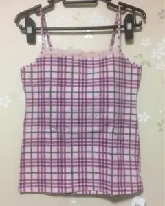 【タグ付き新品未使用】MICHEL KLEIN　ピンクチェック柄キャミソールのサムネイル
