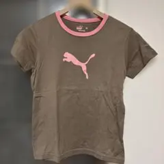 Puma 半袖Tシャツ ブラウン ピンクロゴ