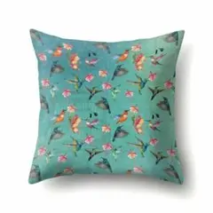 [新品・未使用]クッションカバーシノワズリお洒落インテリアかわいいグリーンブルー