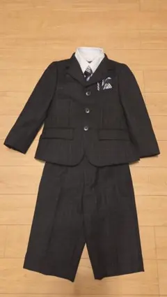 男子 110cm 卒園 小学校入学式 フォーマルスーツ ダークグレー チェック