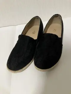 黒 レース調 ウェッジソールシューズ