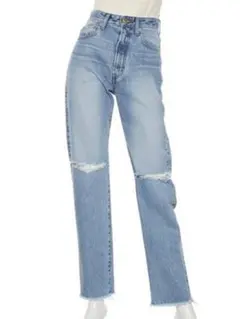 ハイウエストクラッシュデニムPT LBLU サイズ0