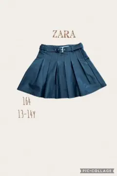ZARA 黒 フェイクレザープリーツスカート 164 13-14歳