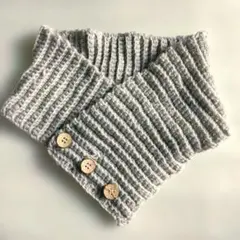 リブ編み ネックウォーマー✴スヌード✴グレー✴ハンドメイド