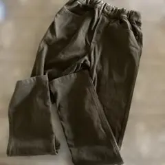 オリーブ色 コットン混紡 長ズボン