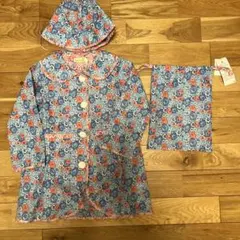 fafa 110-120センチ花柄レインコートと帽子のセット