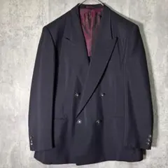 濃紫 ダブル テーラードジャケット 銀ボタン 背抜き ヴィンテージ