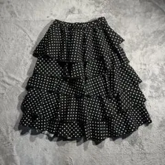 AD2009 09AW ラッフルティアードドットスカート 黒 フリルのサムネイル
