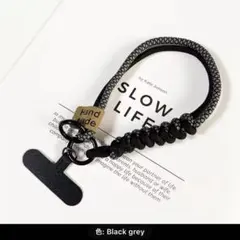 Black-Grey オシャレ スマホ ストラップ パラコード