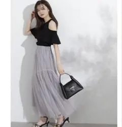 PROPORTION BODY DRESSING 斜めティアードチュールスカート