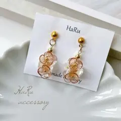 【 c42 】フラワー ゴールドパール ピアスorイヤリング