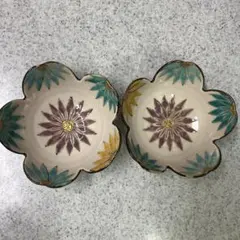 有田焼花形皿 青紫黄色 直径約12cm