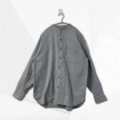 UNIQLO フランネルスタンドカラーシャツ Lサイズ グレー メンズ 長袖