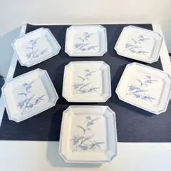 ノリタケ 乃たけ 露草 銘々皿 7客セット 角皿 和食器 廃盤 希少 白磁のサムネイル