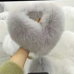 ファー ネックウォーマー グレー