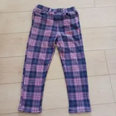 裏起毛 ピンクネイビー チェック柄 長ズボン 120cm ウエストゴム