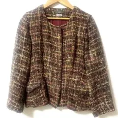 IÉNA ノーカラージャケット ツイードジャケット　ブラウン系　毛38 M 美品
